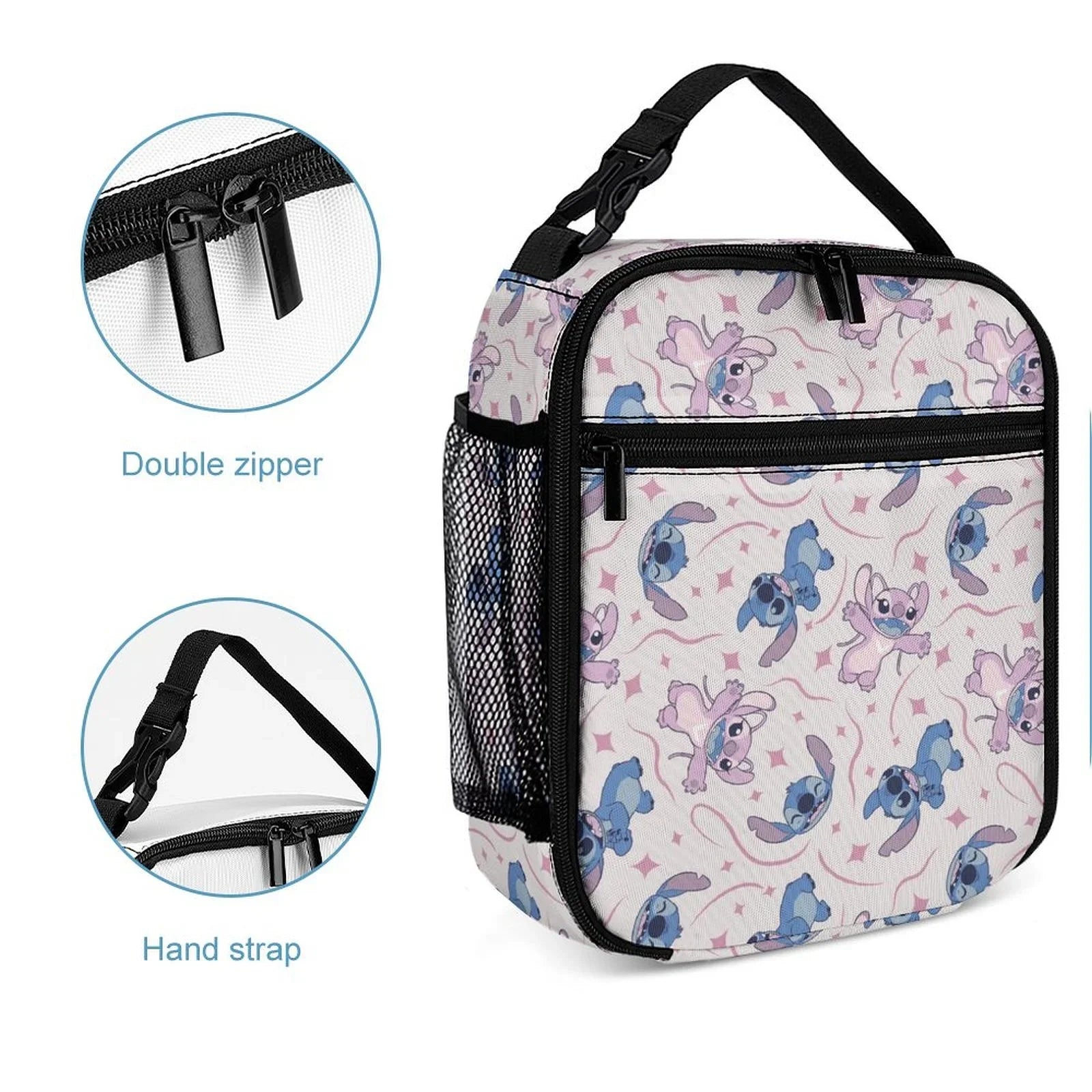 Lilo Stitch Blue Portable Lunch Bag Tote Bento Bag School Office Insulated Cooler Thermal Handbag For Adult Boys Girls Kids