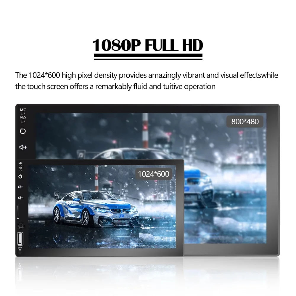 2 Din Car Stereo 7" Touch Screen Multimedia Player Car Play MP5 with Rear View Camera/Android Auto/Autoradio/IOS/Bluetooth/USB/TF