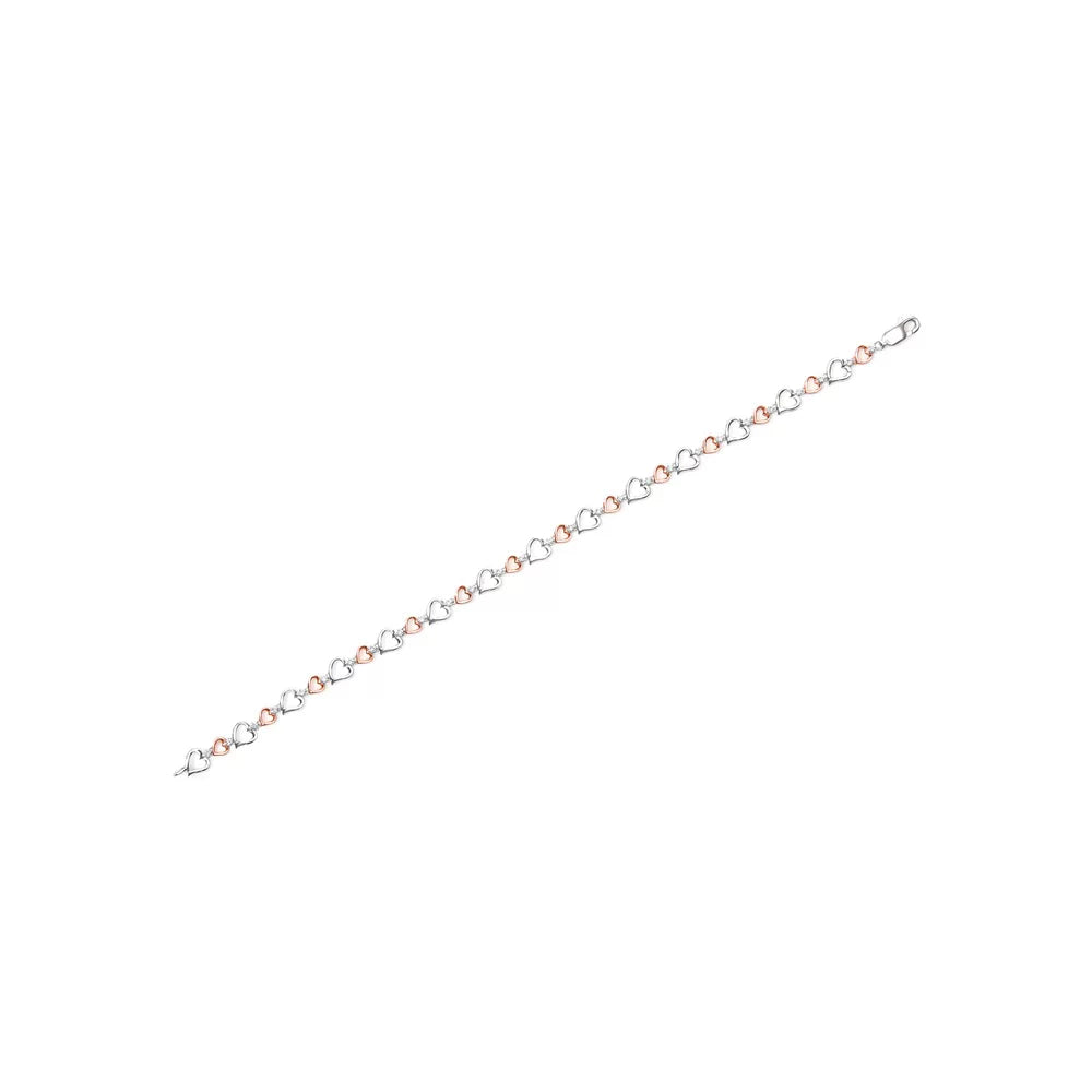 Haus of Brilliance 14K Rose Gold Plated .925 Sterling Silver 1/4 Cttw Womens Round cut Lobster Claw Clasp Diamond Heart Link Bracelet (I-J Color, I2-I3 Clarity) - Size 7" Inches