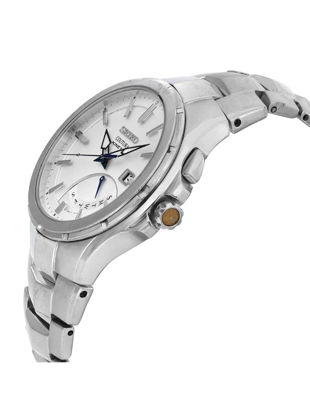 Pre-owned Seiko Coutura 43mm Date Day Steel Mens Watch SRN063 (Good)