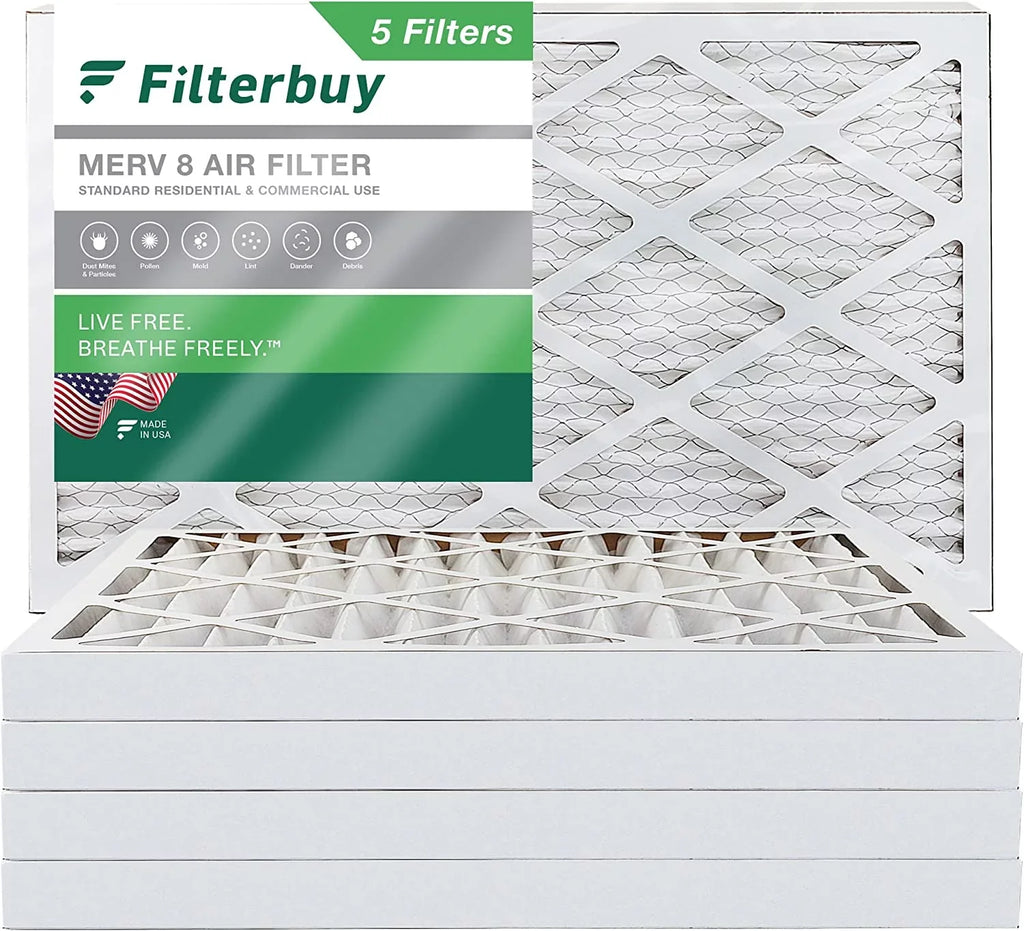 Filterbuy 20x32x2 MERV 8 Pleated HVAC AC Furnace Air Filters (5-Pack)