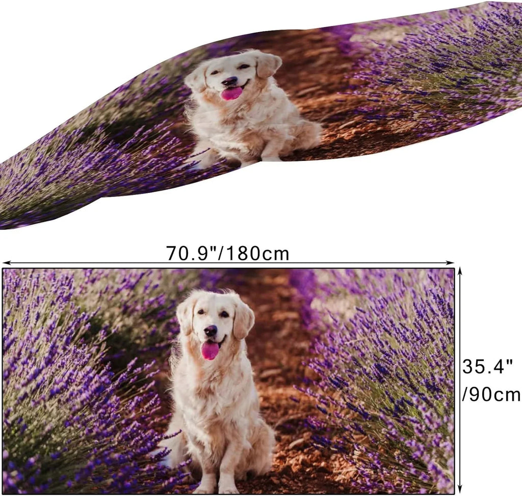 Hyjoy Adorable Golden Retriever Dog in Lavender Field Long Silk Neck Scarf Lightweight Shawl Wrap Scarves Women Girls
