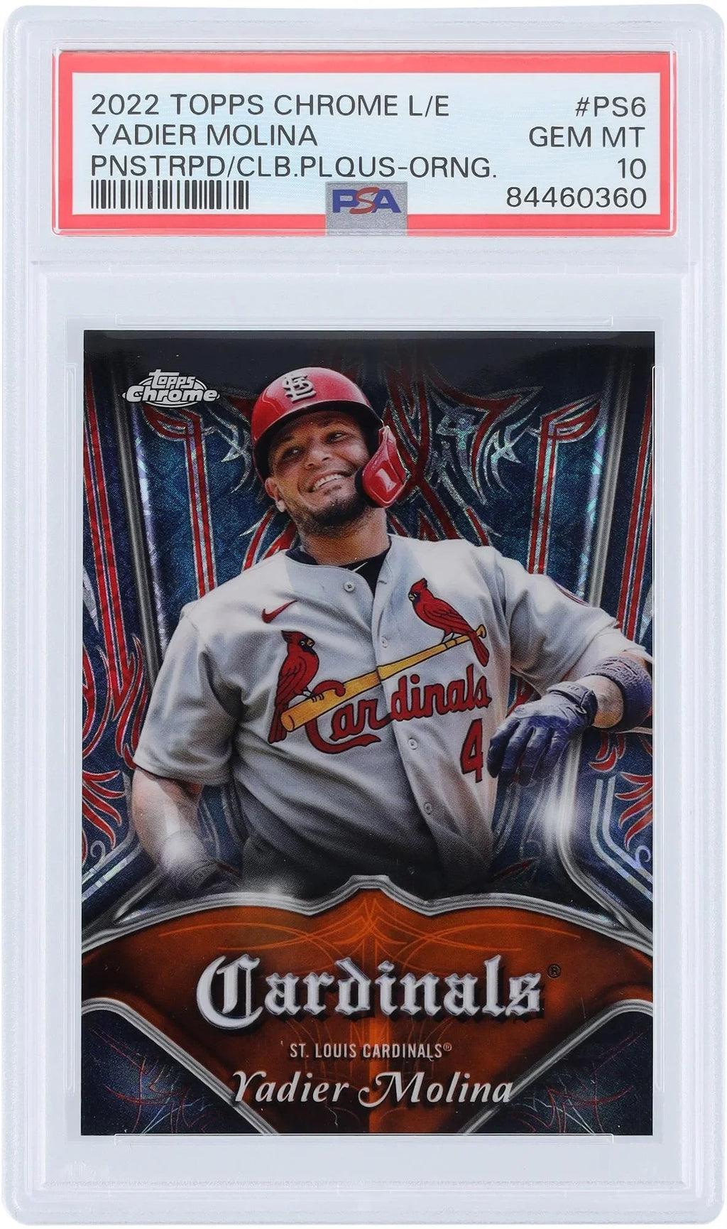 Yadier Molina St. Louis Cardinals 2022 Topps Chrome Orange #PS-6 #/25 PSA Authenticated 10 Card