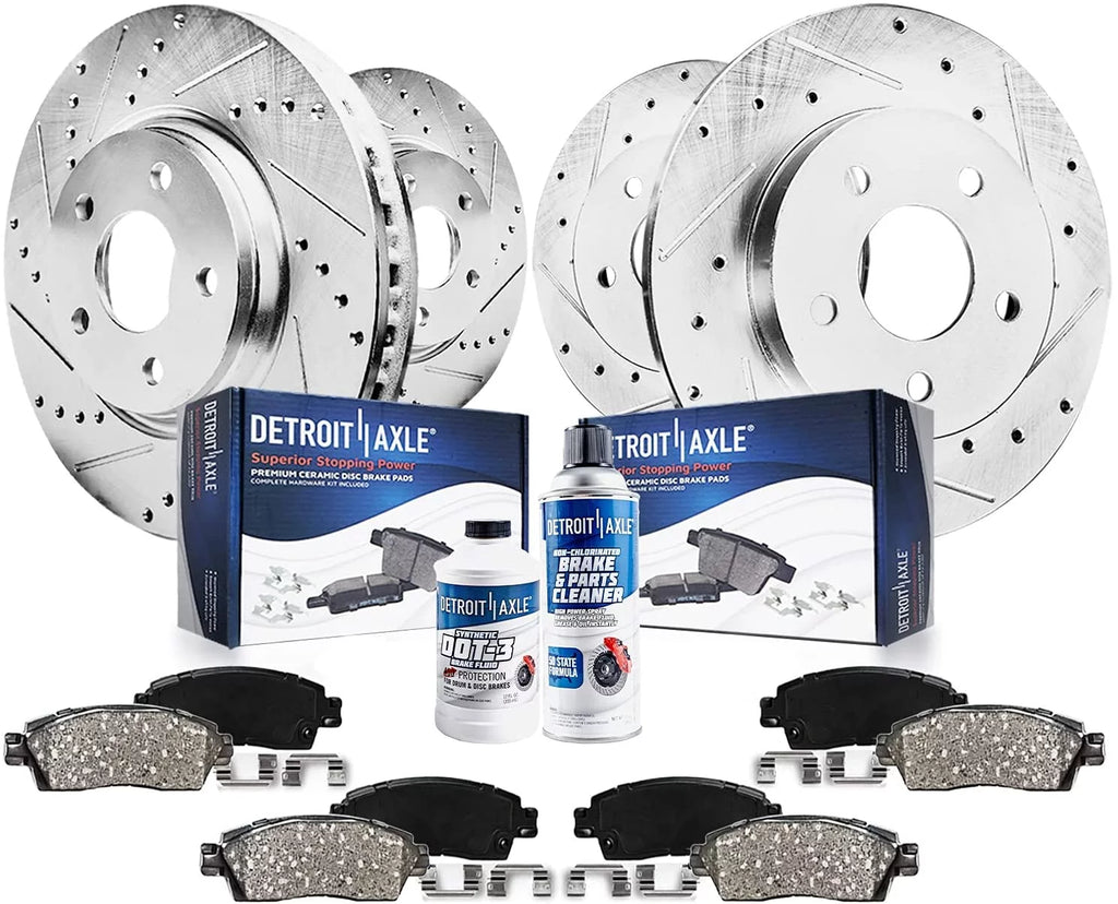 Detroit Axle - Brake Kit 2014-2019 Nissan Altima 2014 2015 2016 2017 2018 2019 Front and Rear Ceramic Brakes Pads Replacement 11.65" Front & 11.46" Rear Drilled Slotted Brake Rotors
