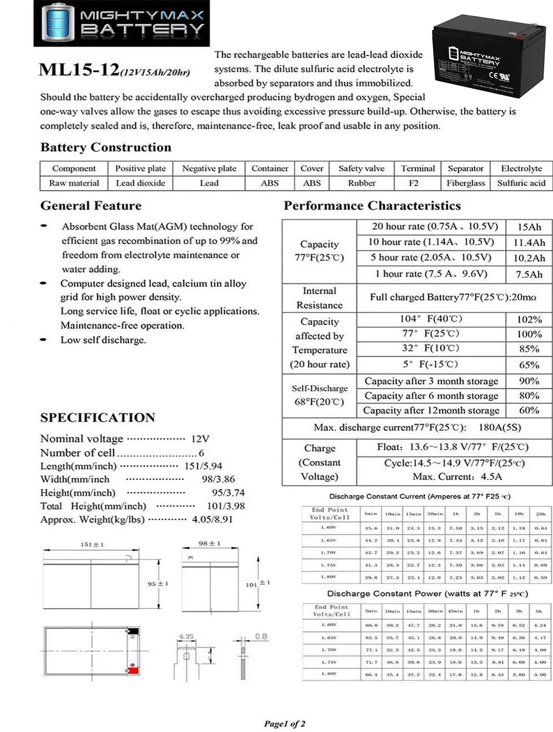 12V 15AH F2 Replacement Battery EVO 500W Electric Scooter