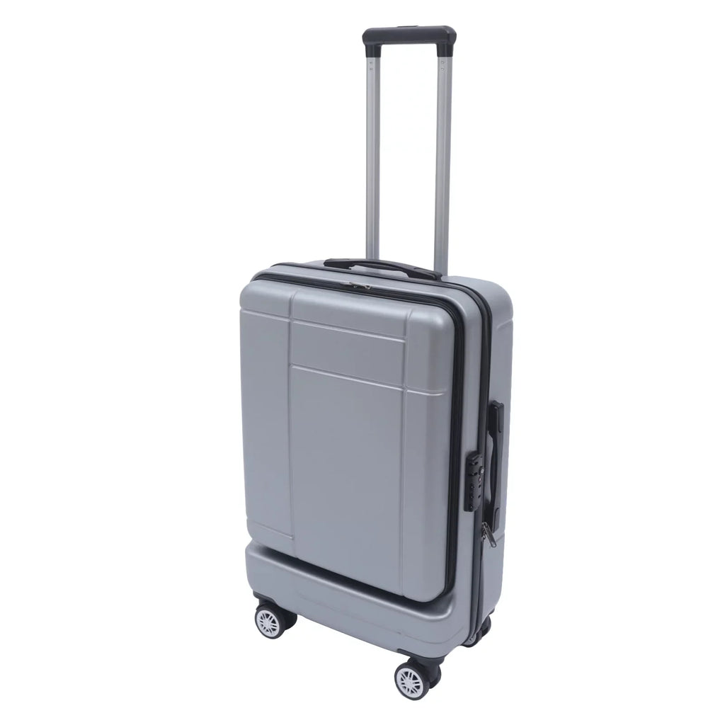 Wuzstar 24" Traveling Luggage PC+ABS Luggage Bags with TSA Lock Resilient Spinner Wheels Hardside Carry On Suitcase , Silver