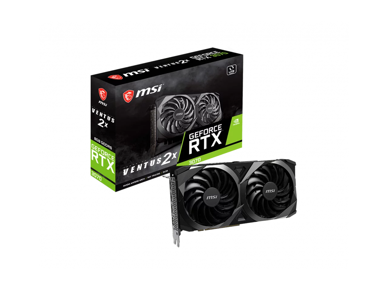 MSI Ventus GeForce RTX 3070 8GB GDDR6 PCI Express 4.0 ATX Video Card RTX 3070 VENTUS 2X 8G LHR