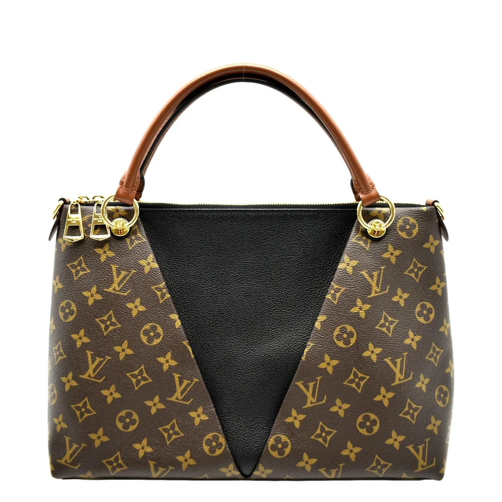 Pre-owned LOUIS VUITTON V MM Monogram Leather Hobo Bag Black