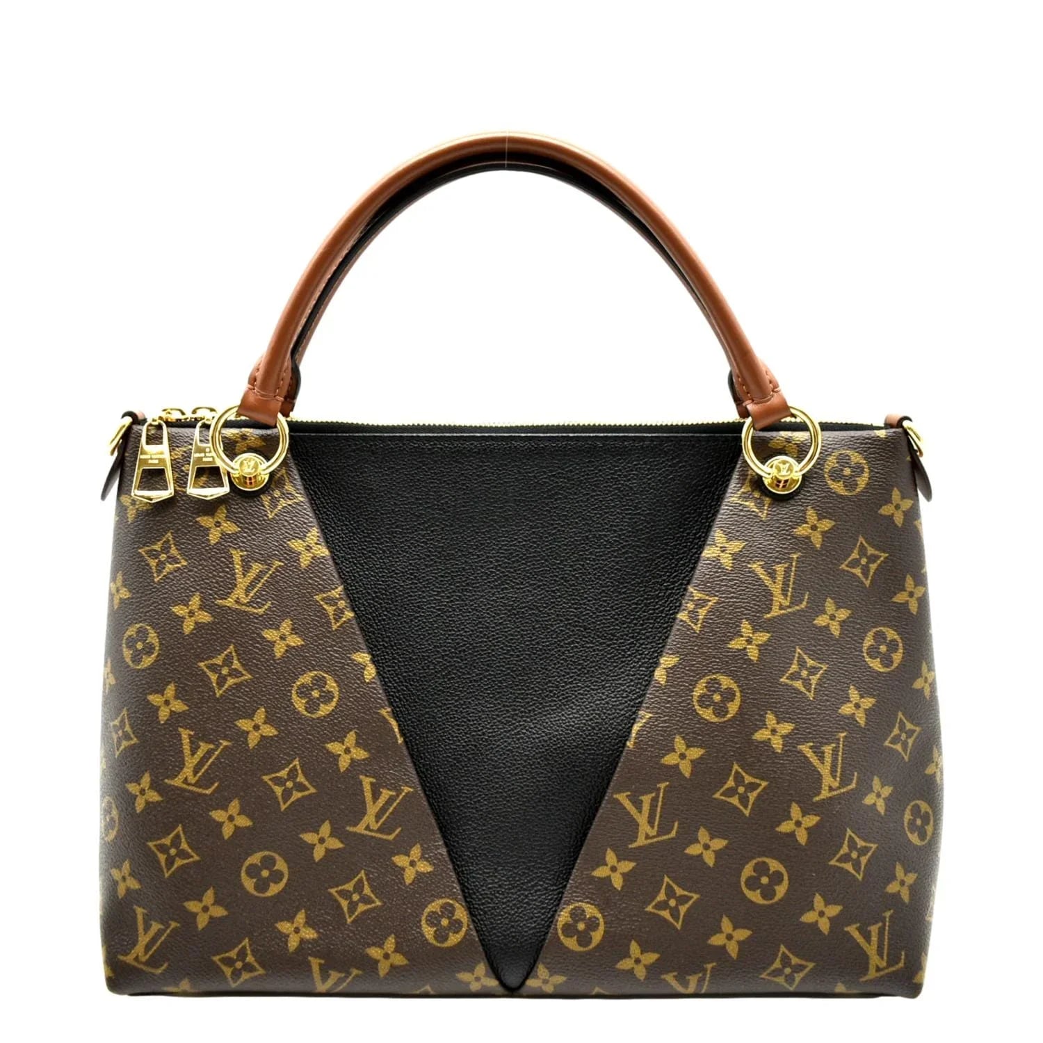 Pre-owned LOUIS VUITTON V MM Monogram Leather Hobo Bag Black