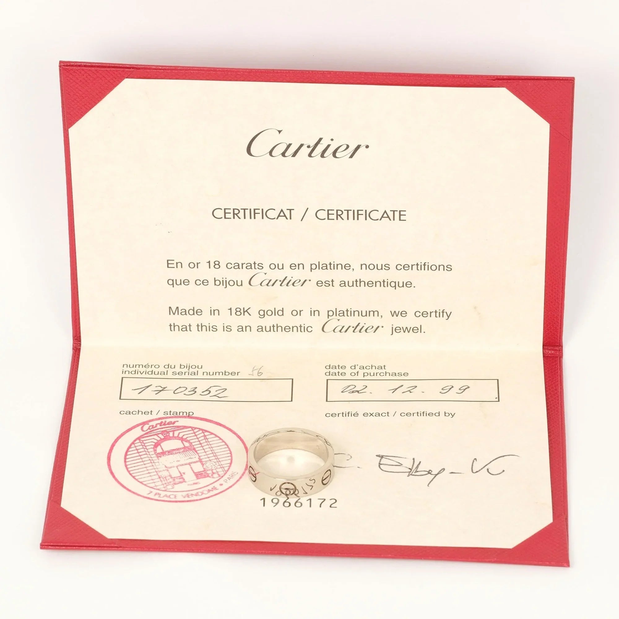 Pre-Owned Cartier CARTIER Love No. 15 Ring K18 WG White Gold Approx. 7.9g I122924022 (Good)