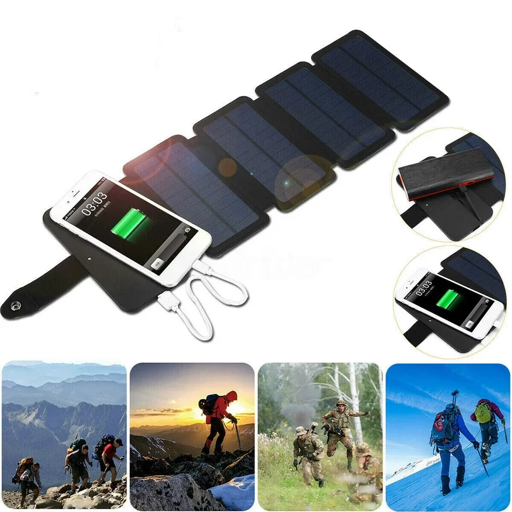 Jahy2Tech 4-Panel 7.2W Portable Solar Charger Power Bank Wireless Phone Charger with iPhone, Android