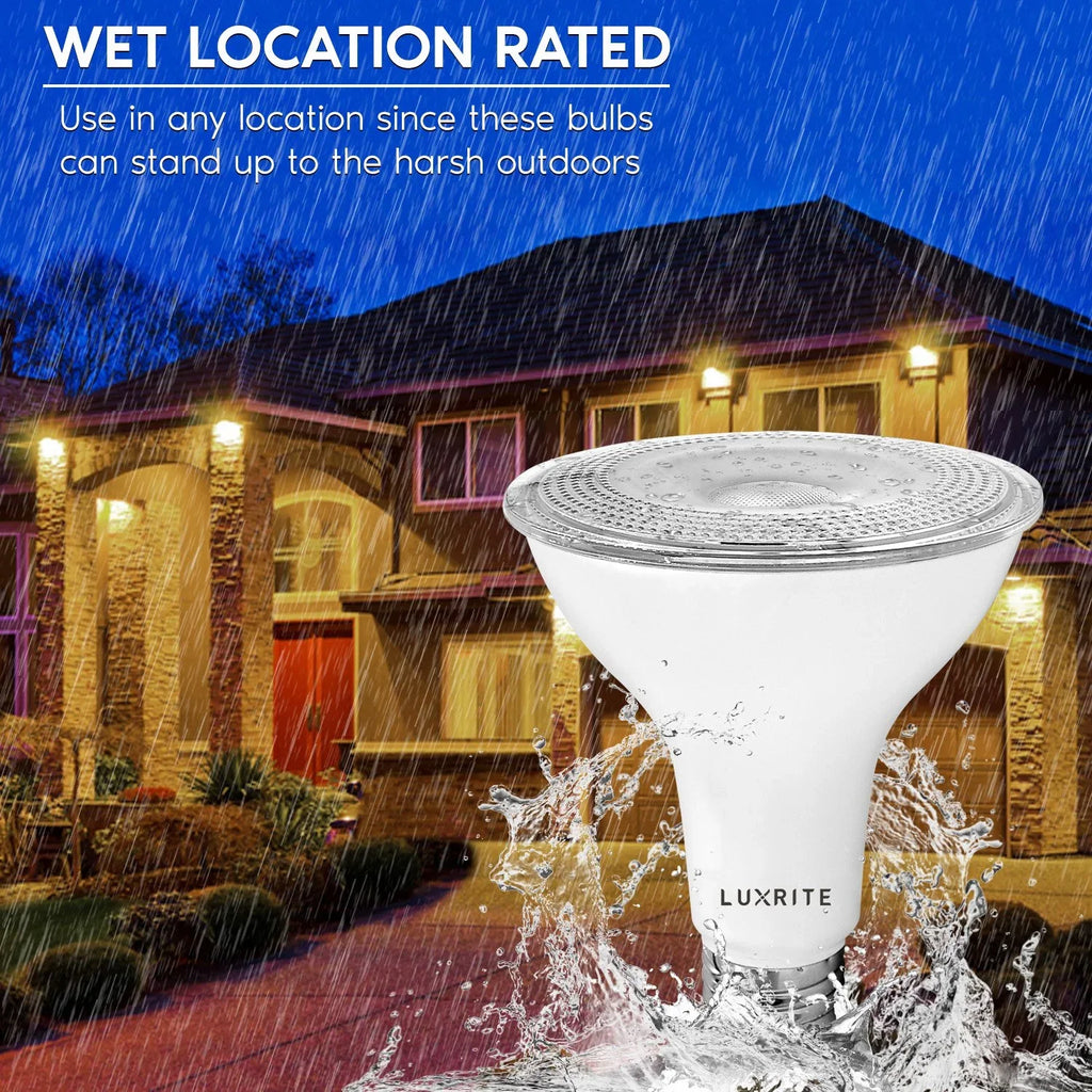 Luxrite 6-Pack LED PAR30 Flood Light Bulb 2700K Warm White 850 Lumens 11W Dimmable Wet Rated E26 Base UL Listed