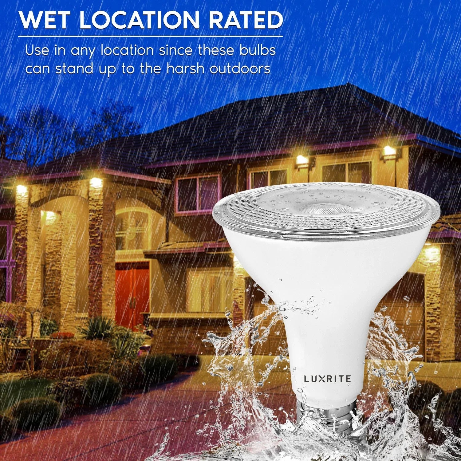 Luxrite 6-Pack LED PAR30 Flood Light Bulb 2700K Warm White 850 Lumens 11W Dimmable Wet Rated E26 Base UL Listed