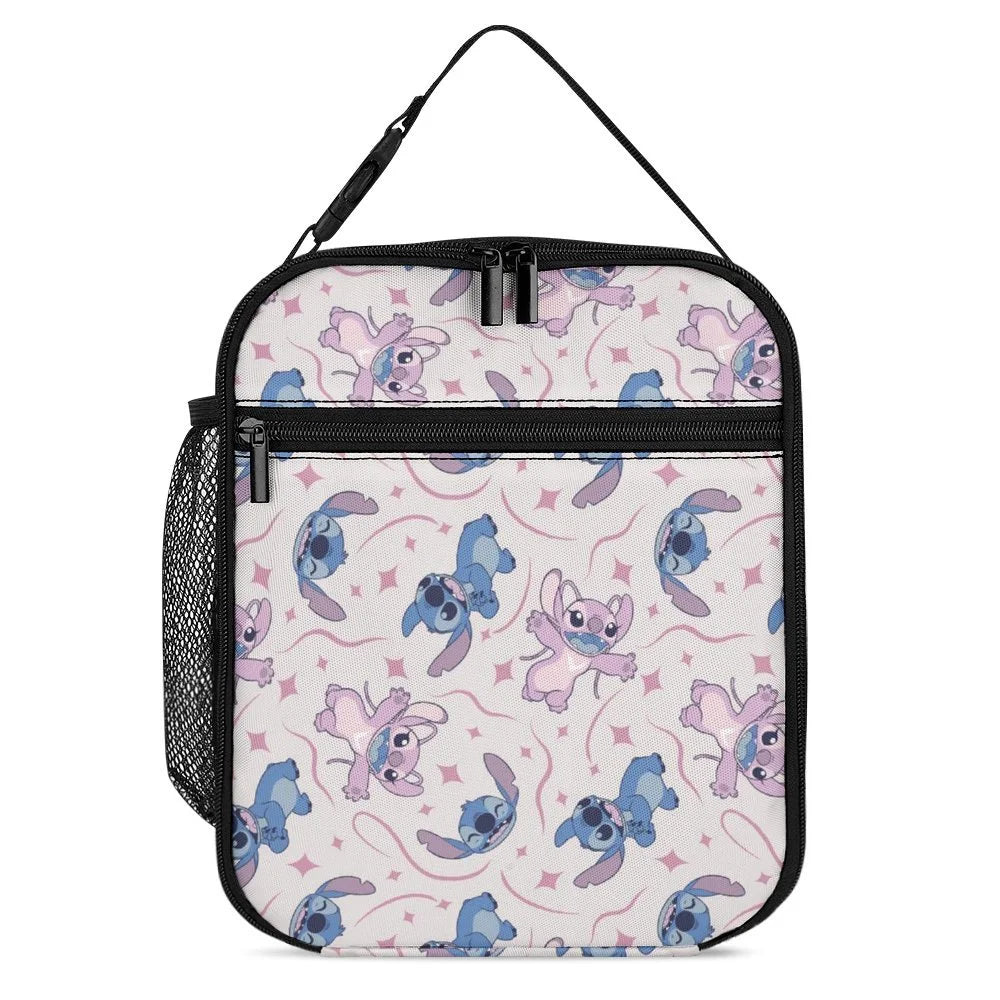Lilo Stitch Blue Portable Lunch Bag Tote Bento Bag School Office Insulated Cooler Thermal Handbag For Adult Boys Girls Kids