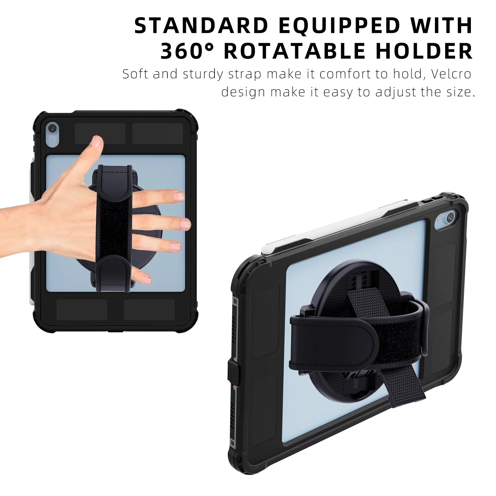 K-Lion Rugged Waterproof Case iPad 10th Genetation 10.9" (2022) IP68 Underwater with Screen Protector Swivel Bracket Kickstand Pencil Holder Carrying Strap Shockproof Dustproof Protective Case