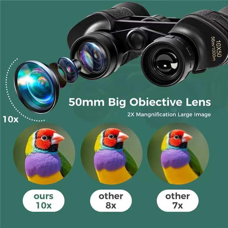 10x50 Binoculars for Adults, HD BAK4 Prism FMC Multi-Coated Lens, Waterproof Fogproof High Power Optics for Bird Watching, Hunting, Hiking, Stargazing, Sports, Travel & Astronomy