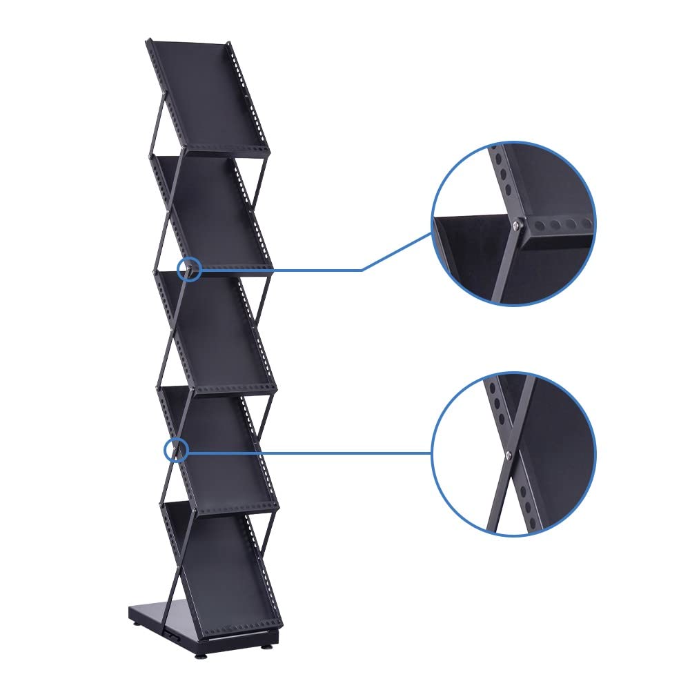 brochure display stand&Foldable Magazine Rack with 5 Pockets for Exhibition and Trade Show (17.7'X14.5'X63')