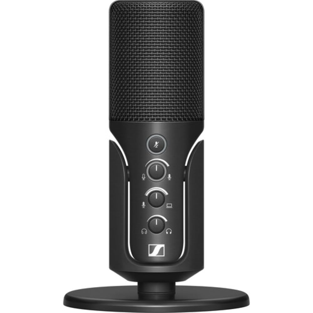 SENNHEISER Professional Profile - USB Cardioid Condenser Microphone & Table Stand, 1.2 m USB-C Cable - Mute Button, Built-in Headphone Jack, Gain, Mix & Volume Control, for PC & Mac,Black