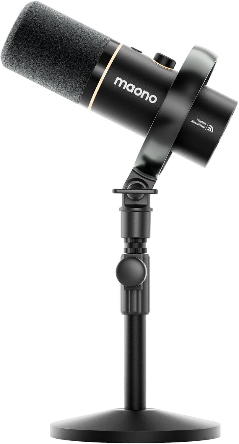 MAONO PD200W Hybrid Wireless Podcast Microphone for PC, Dynamic XLR USB Mic