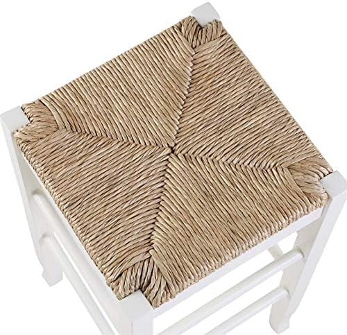 Square Rush 29" Stationary Bar Stool In White - Set Of 2