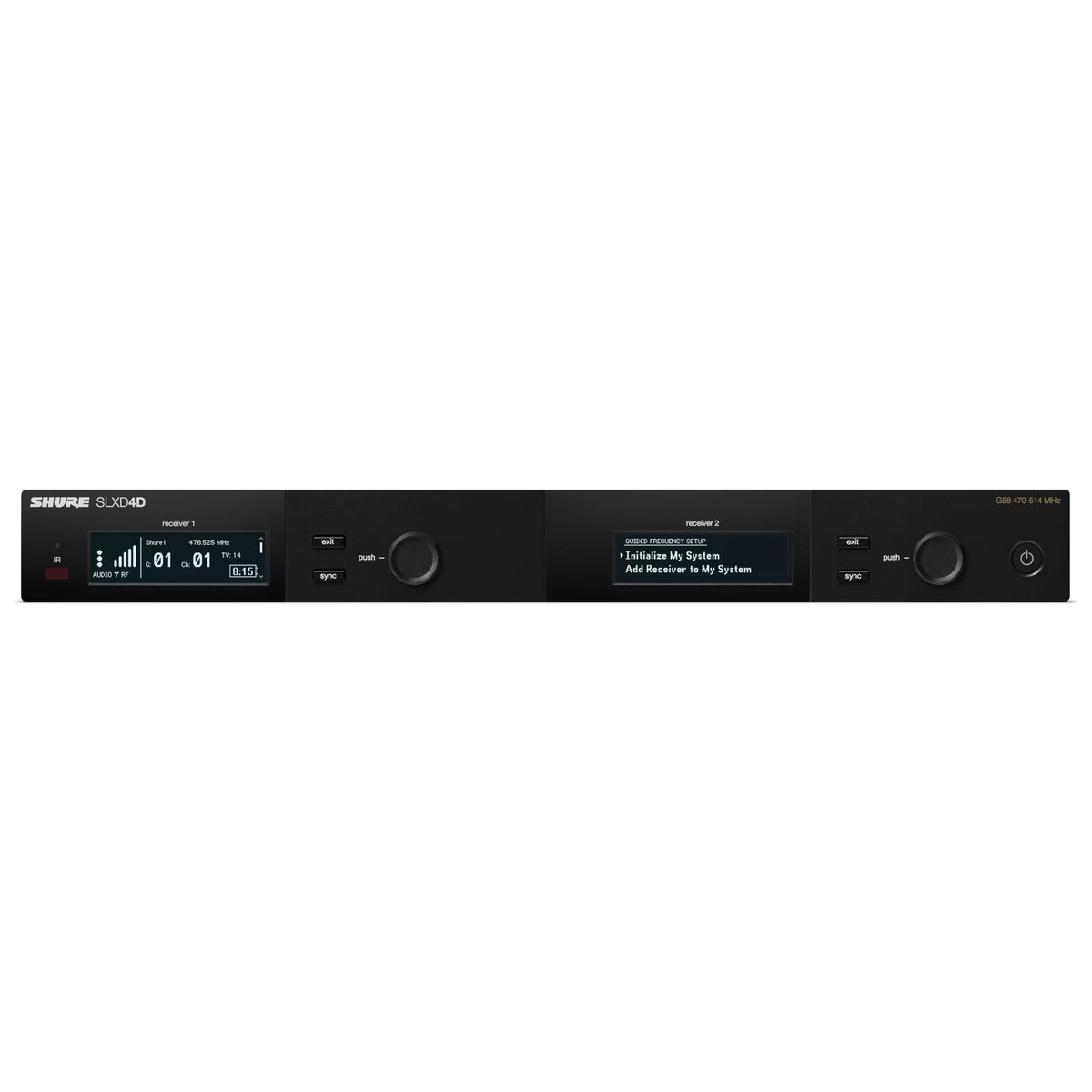 Shure SLXD24D/N8CB Dual Channel Wireless Microphone System - Includes Two SLXD2 Handheld Transmitters with Nexadyne 8/S Vocal Mic Capsules, SLXD4D Rack Mount Receiver | H55 Band (SLXD24D/N8SB-H55)