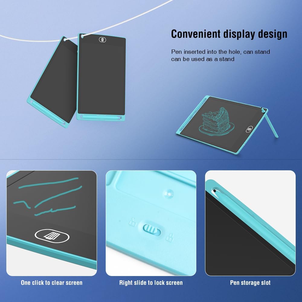 [2 Pack] TIQUS 8.5 Inch LCD Writing Tablet Pad,Check List Memorandum to Do List for Using at Home Office Kitchen,Use for Deaf and Mute Communication [Light Blue]