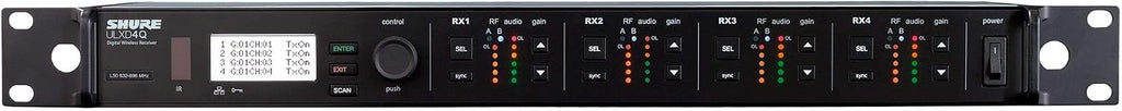 Shure ULXD4D Quad Channel Receiver - for use with ULX-D Digital Wireless Microphone Systems, Transmitters Sold Separately | J50A Band (ULXD4Q=-J50A)