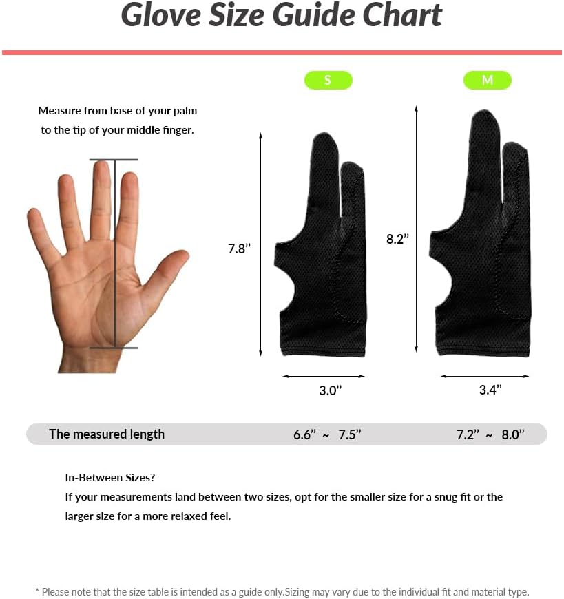 Breathable Drawing Glove, Digital Art Glove for Graphic Tablet, 3-Layer Palm Rejection for Graphic Tablet, Artist Gloves with Two Fingers for iPad(Black,S)