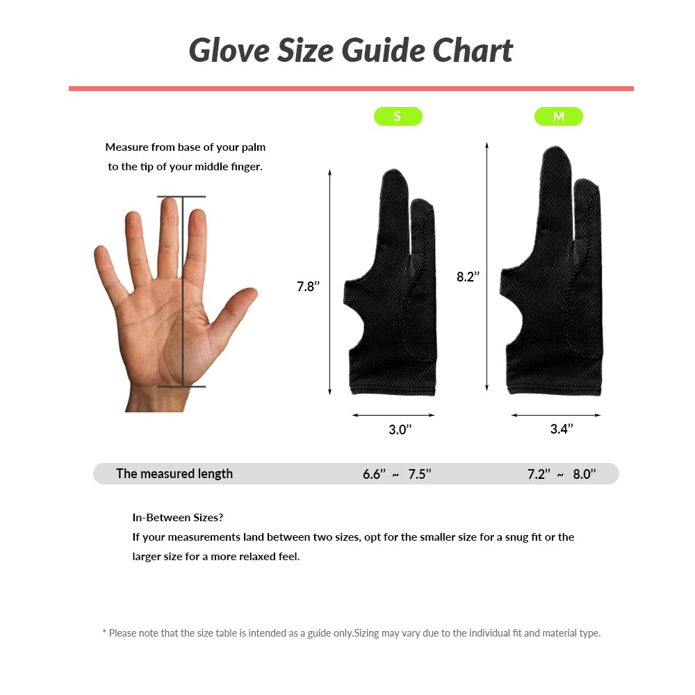 Breathable Drawing Glove, Digital Art Glove for Graphic Tablet, 3-Layer Palm Rejection for Graphic Tablet, Artist Gloves with Two Fingers for iPad(Black,S)