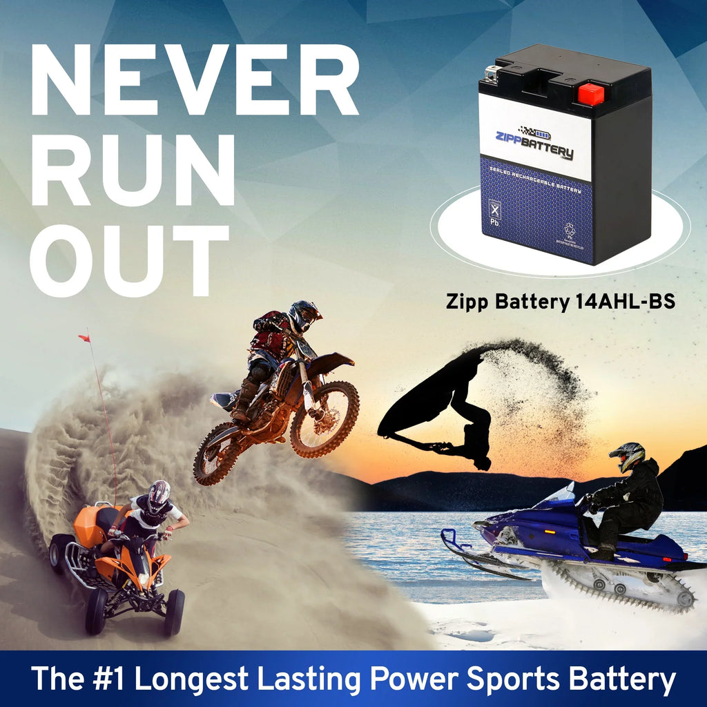 Zipp Battery YTX14AHL-BS (14AHL-BS 12 Volt,12 Ah, 210 CCA) Snowmobile Battery Arctic Cat Jag Afs L/t 1993