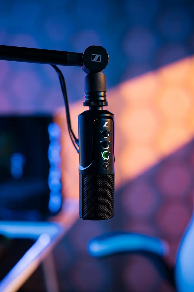 SENNHEISER Professional Profile - USB Cardioid Condenser Microphone & Table Stand, 1.2 m USB-C Cable - Mute Button, Built-in Headphone Jack, Gain, Mix & Volume Control, for PC & Mac,Black