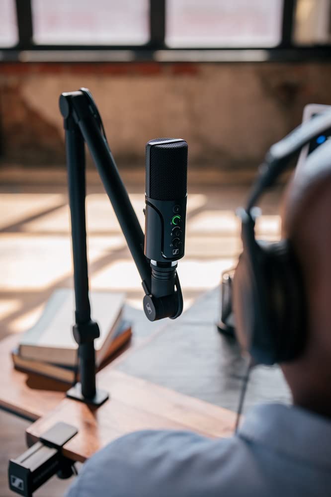 SENNHEISER Professional Profile - USB Cardioid Condenser Microphone & Table Stand, 1.2 m USB-C Cable - Mute Button, Built-in Headphone Jack, Gain, Mix & Volume Control, for PC & Mac,Black