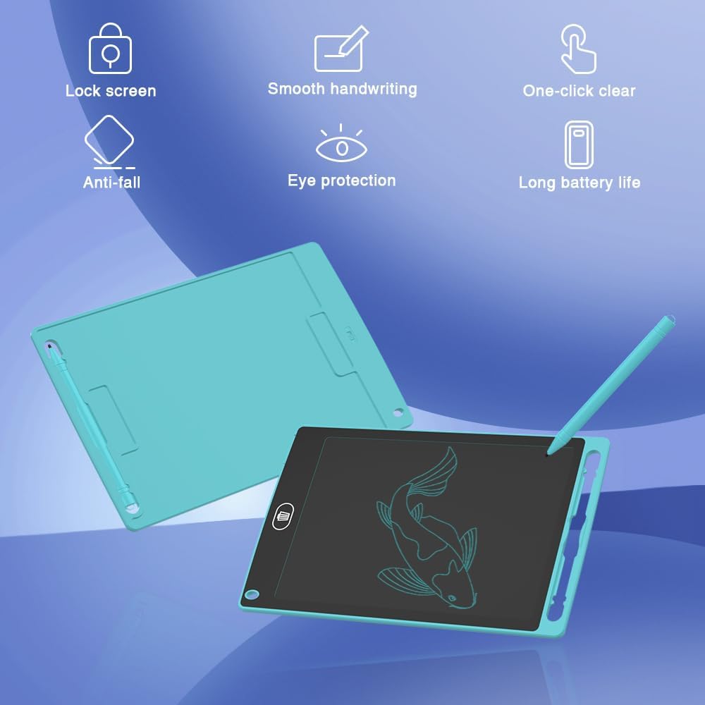 [2 Pack] TIQUS 8.5 Inch LCD Writing Tablet Pad,Check List Memorandum to Do List for Using at Home Office Kitchen,Use for Deaf and Mute Communication [Light Blue]