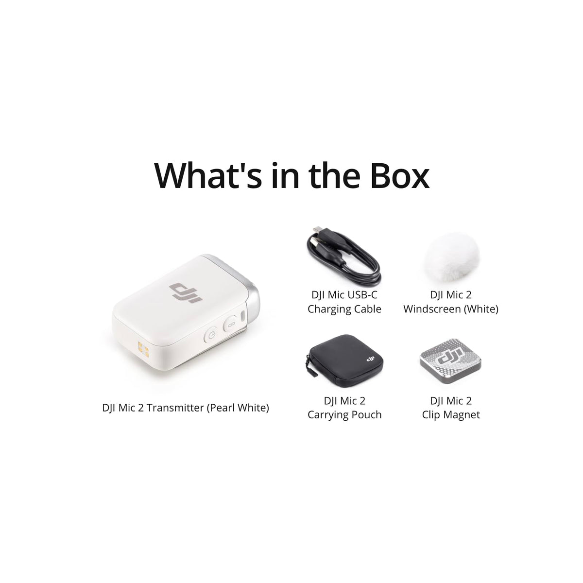 DJI Mic 2 (1 TX + 1 RX), Wireless Mic with Intelligent Noise Cancelling