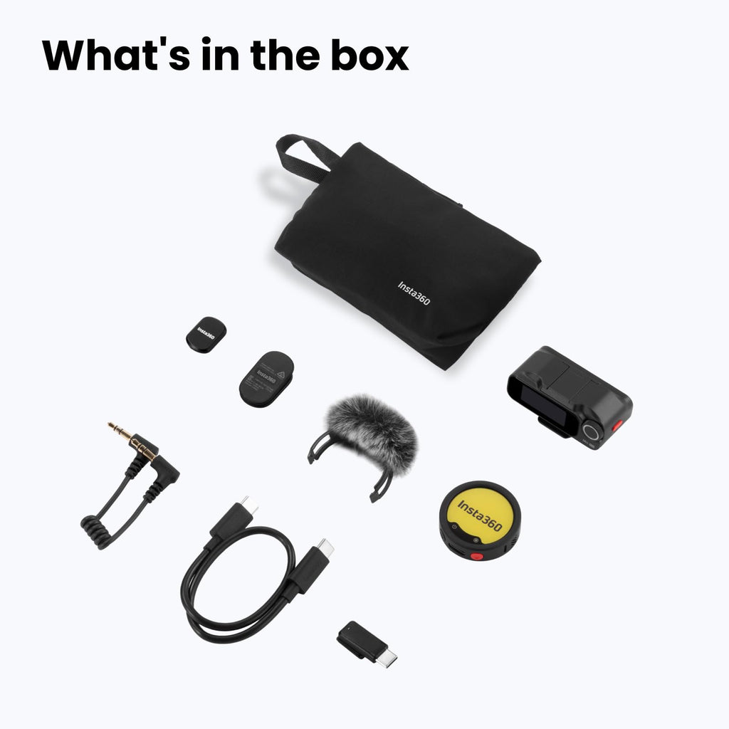 Insta360 Mic Pro (2 TX + 1 RX + Charging Case), Wireless Mini Lavalier Microphone for iPhone/Camera/Android, Video Recording, Vlogging, Bluetooth, Customizable E-Ink Display, 3-Mic Array, 30hrs Use