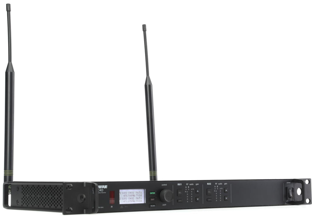 Shure ULXD4D Quad Channel Receiver - for use with ULX-D Digital Wireless Microphone Systems, Transmitters Sold Separately | J50A Band (ULXD4Q=-J50A)