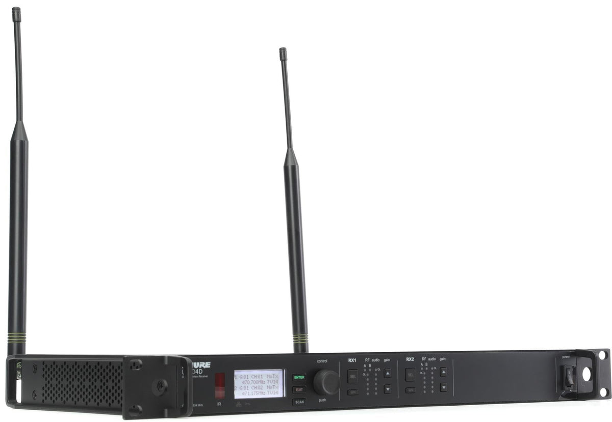 Shure ULXD4D Quad Channel Receiver - for use with ULX-D Digital Wireless Microphone Systems, Transmitters Sold Separately | J50A Band (ULXD4Q=-J50A)