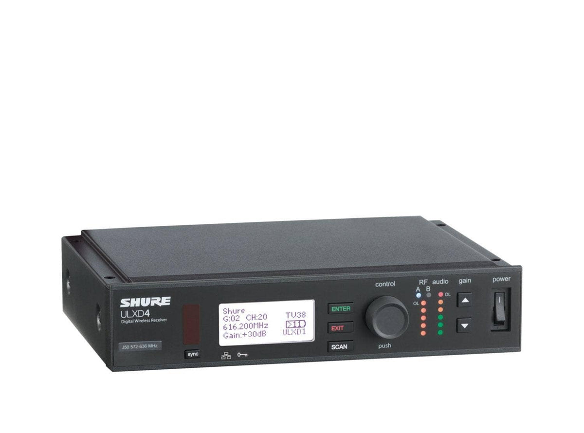 Shure ULXD4D Quad Channel Receiver - for use with ULX-D Digital Wireless Microphone Systems, Transmitters Sold Separately | J50A Band (ULXD4Q=-J50A)