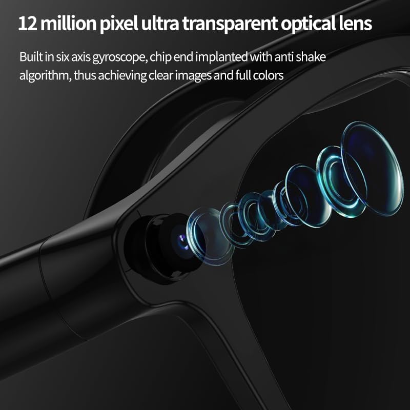 AI Smart Glasses with 12MP Camera, Anti-Shake Video Recording and OTG, Object Recognition, Photo Capture, Real-Time Translation, AI Assistant, Open-Ear Audio, Bluetooth, Replaceable Sunglasses Lenses