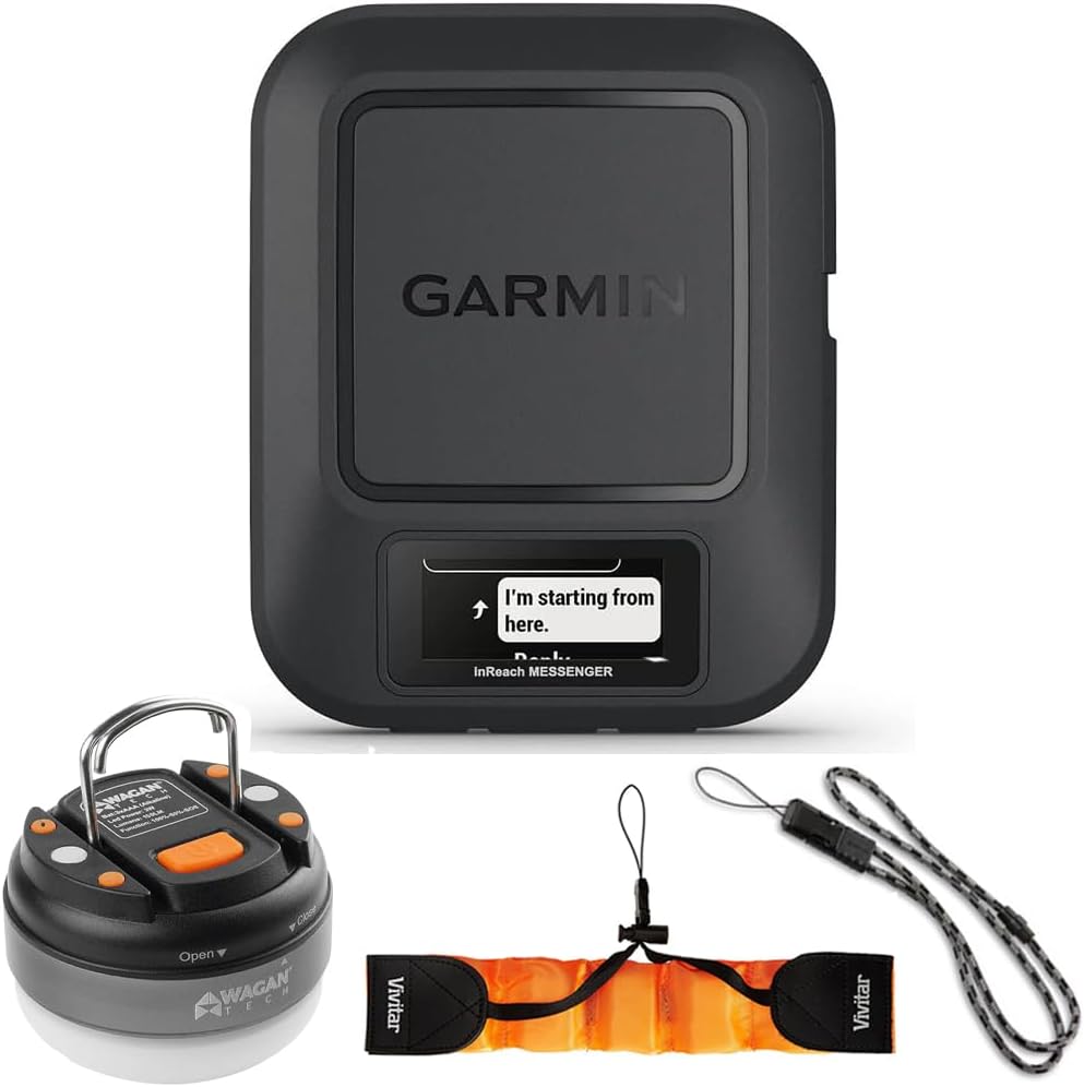Garmin inReach Messenger Handheld Satellite Communicator, Global Two-Way Messaging with LED Brite-Nite Dome Lantern Flashlight Bundle