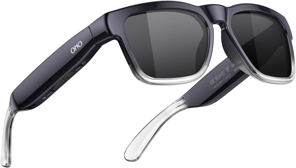 OHO AI Smart Glasses, UV400 Z87+ Audio Open Ear Bluetooth Sunglasses