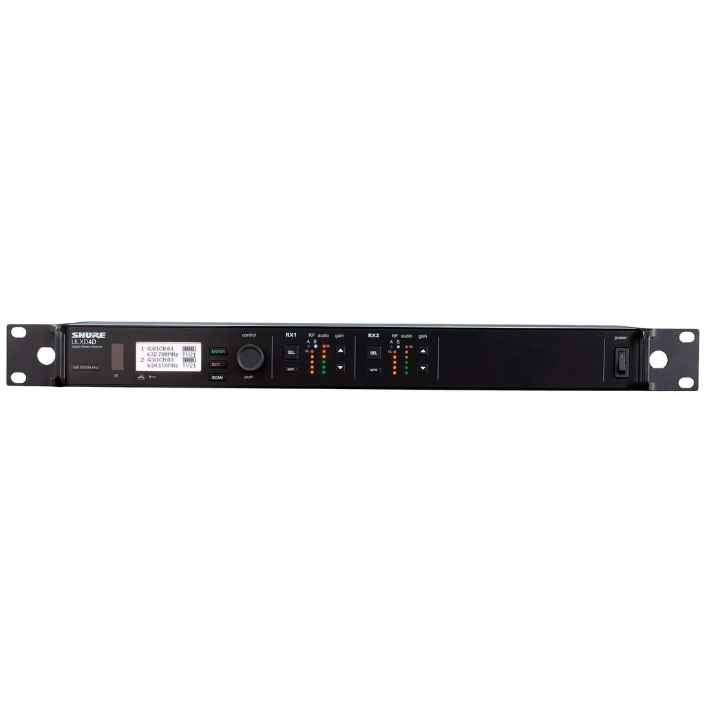 Shure ULXD4D Quad Channel Receiver - for use with ULX-D Digital Wireless Microphone Systems, Transmitters Sold Separately | J50A Band (ULXD4Q=-J50A)