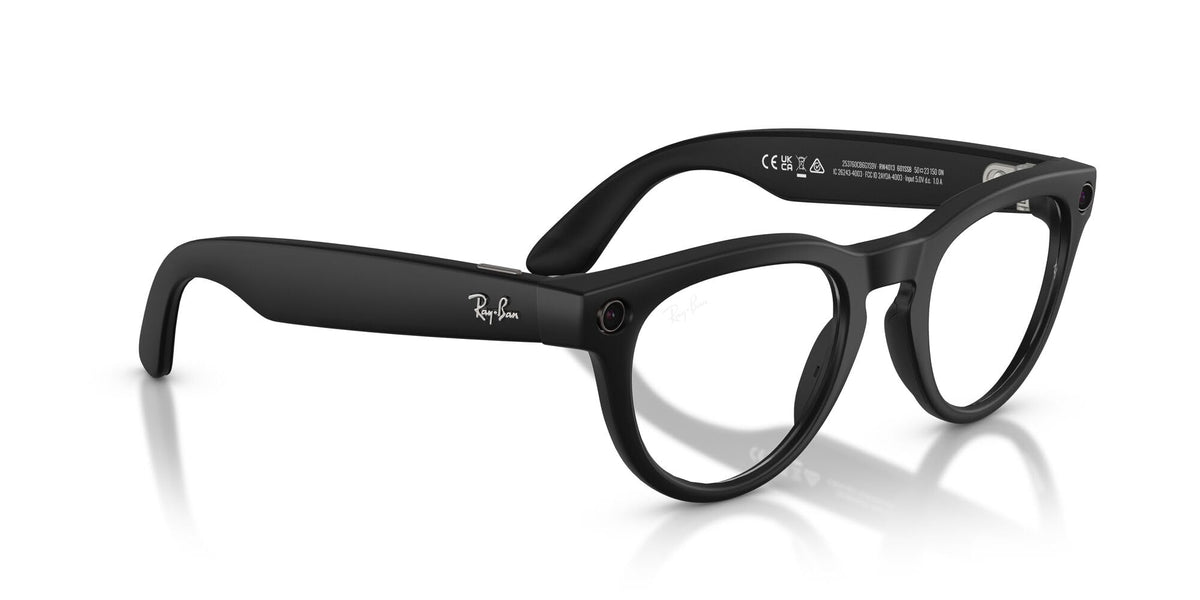 Meta Ray-Ban (Gen 2) Headliner Smart AI Glasses, Shiny Black, Green Lenses