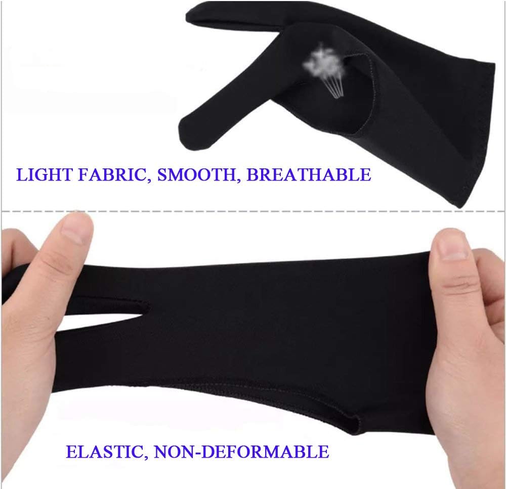5 Pack Artist Glove for Drawing Tablet, Two-Finger Digital Drawing Gloves