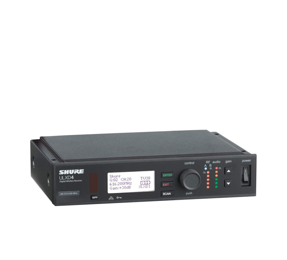 Shure ULXD4D Quad Channel Receiver - for use with ULX-D Digital Wireless Microphone Systems, Transmitters Sold Separately | J50A Band (ULXD4Q=-J50A)