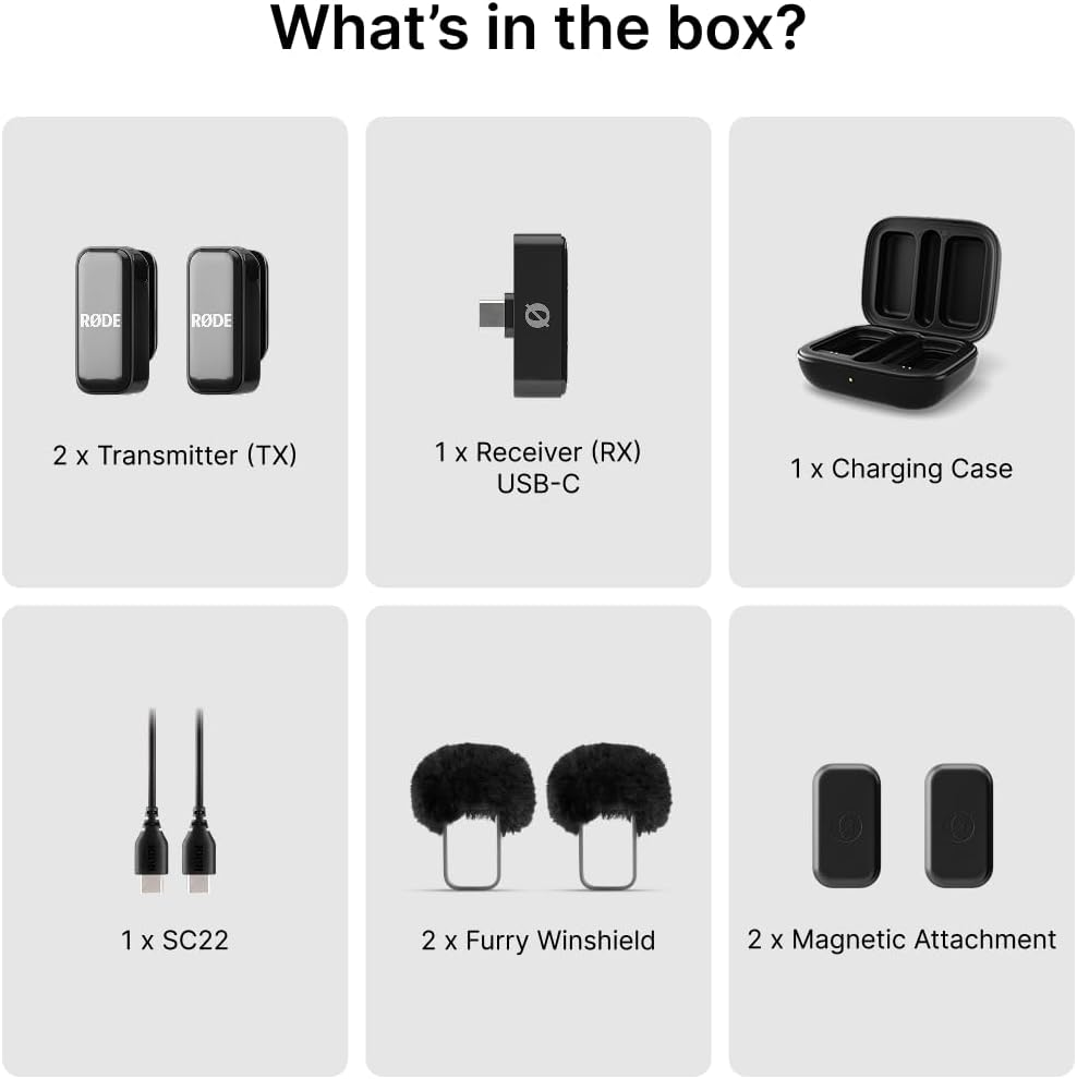 RÃDE Wireless Micro (2 Mics + Charging Case), USB-C for iPhone & Android