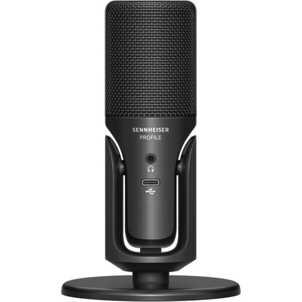 SENNHEISER Professional Profile - USB Cardioid Condenser Microphone & Table Stand, 1.2 m USB-C Cable - Mute Button, Built-in Headphone Jack, Gain, Mix & Volume Control, for PC & Mac,Black