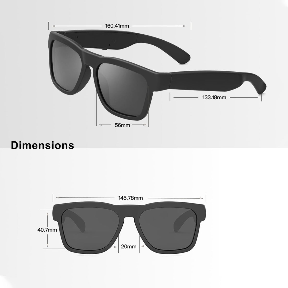 OHO AI Smart Glasses, UV400 Z87+ Audio Open Ear Bluetooth Sunglasses