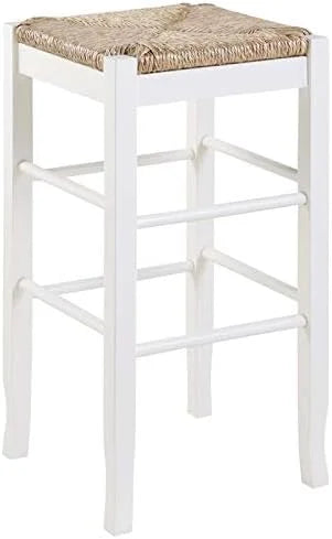 Square Rush 29" Stationary Bar Stool In White - Set Of 2