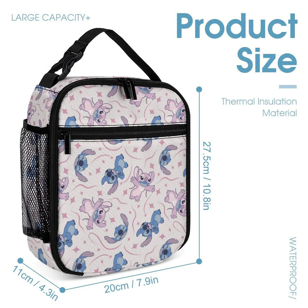 Lilo Stitch Blue Portable Lunch Bag Tote Bento Bag School Office Insulated Cooler Thermal Handbag For Adult Boys Girls Kids